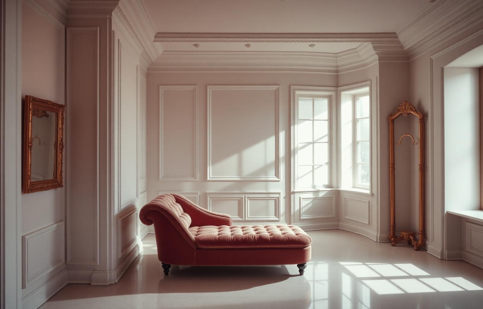 the studio — blush velvet, porcelain walls